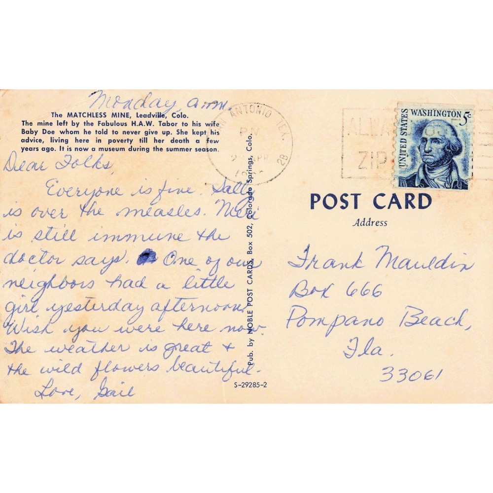 Vintage Matchless Mine Postcard Leadville Colorado HAW Tabor Baby Doe VG - Picture 2 of 2